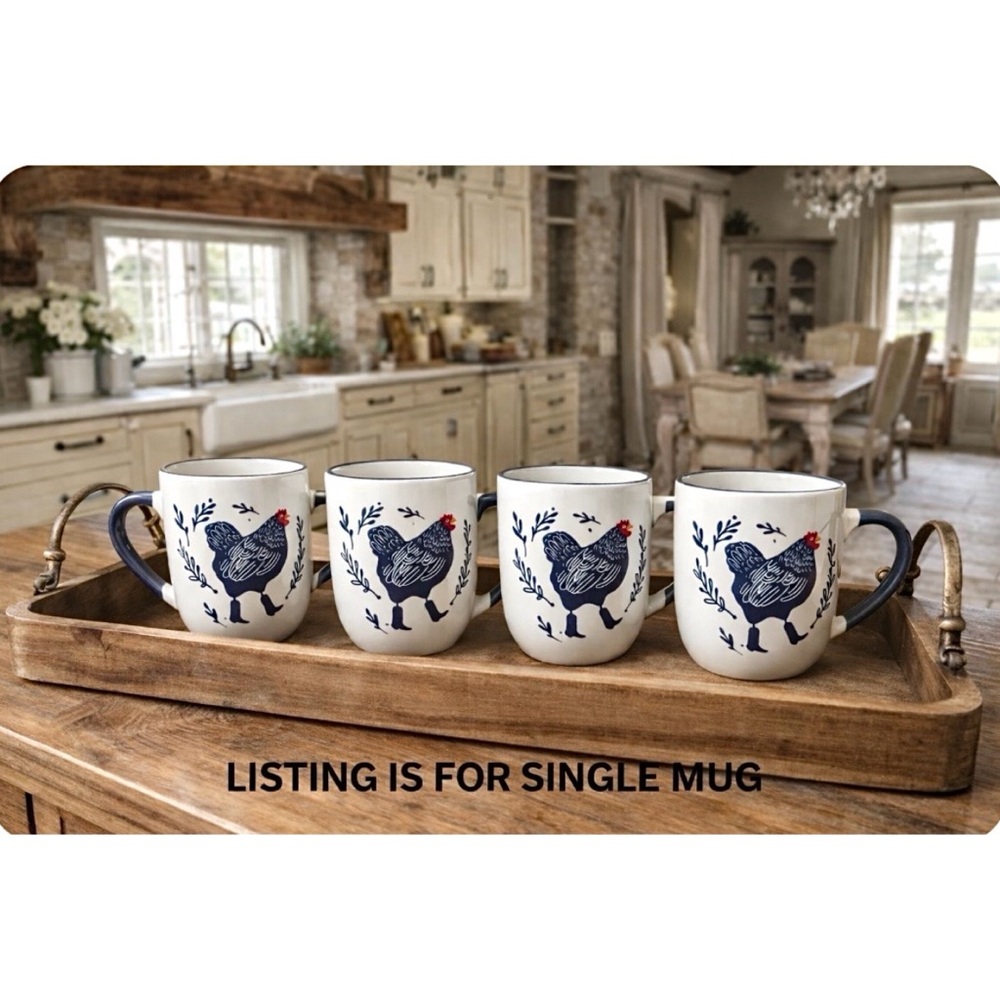 FARMHOUSE ANIMALS MUG ROOSTER HEN BOOTS COTTAGECORE LAKE HOUSE CABIN DECOR 15oz - Picture 2 of 7